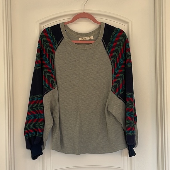Free people we the free raglan oversized lightweight sweater xs navy blue gray - Picture 7 of 8